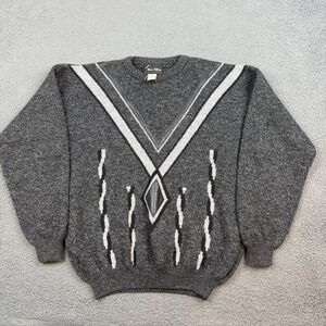 Gian Alberto Wool Sweater Mens Large Gray Crew Neck Pullover Italy Abstract